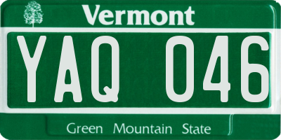 VT license plate YAQ046