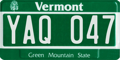 VT license plate YAQ047