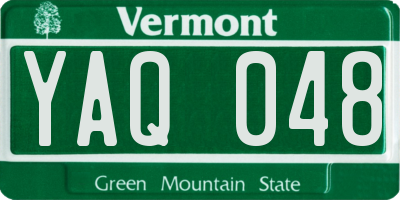 VT license plate YAQ048