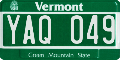VT license plate YAQ049