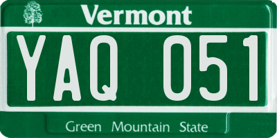 VT license plate YAQ051