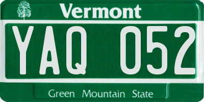 VT license plate YAQ052