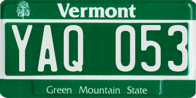 VT license plate YAQ053