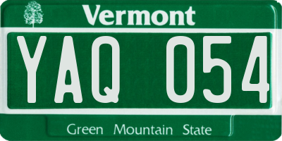 VT license plate YAQ054