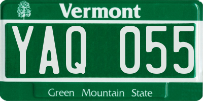 VT license plate YAQ055