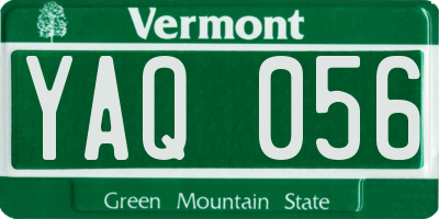 VT license plate YAQ056