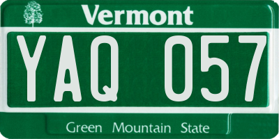 VT license plate YAQ057