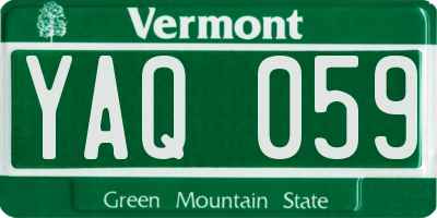 VT license plate YAQ059