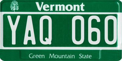 VT license plate YAQ060
