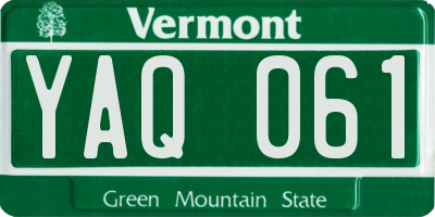 VT license plate YAQ061