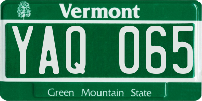 VT license plate YAQ065