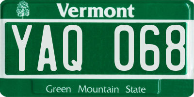 VT license plate YAQ068