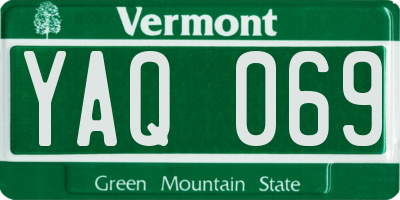 VT license plate YAQ069