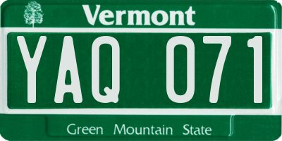 VT license plate YAQ071
