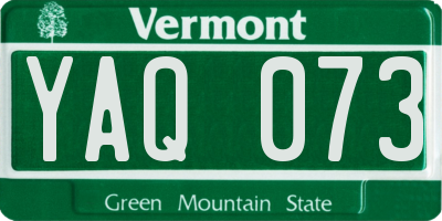 VT license plate YAQ073