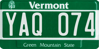 VT license plate YAQ074