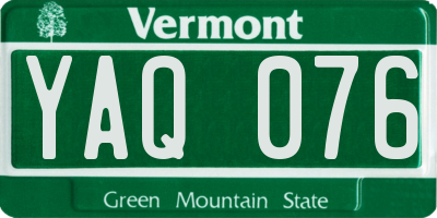 VT license plate YAQ076