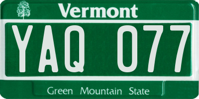 VT license plate YAQ077