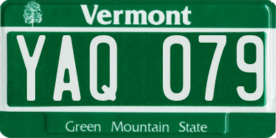 VT license plate YAQ079
