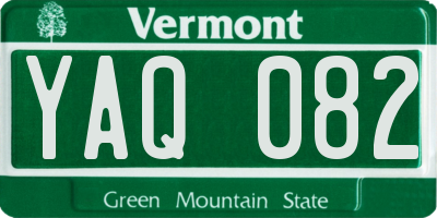 VT license plate YAQ082