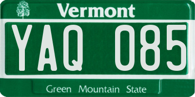 VT license plate YAQ085