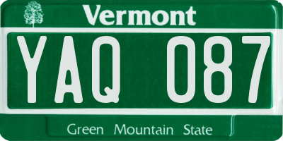 VT license plate YAQ087