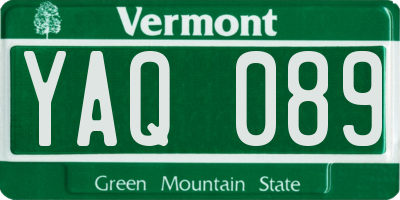 VT license plate YAQ089