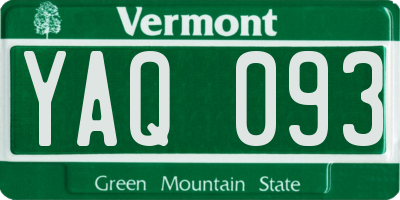 VT license plate YAQ093