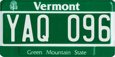 VT license plate YAQ096