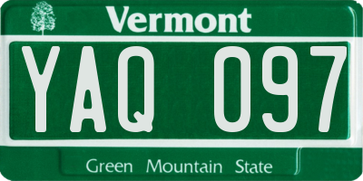 VT license plate YAQ097