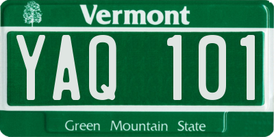 VT license plate YAQ101