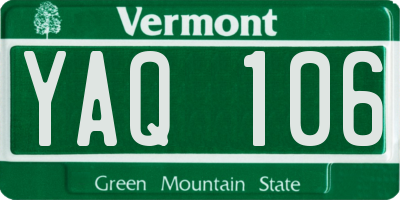 VT license plate YAQ106