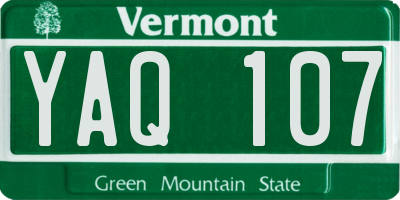 VT license plate YAQ107