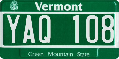 VT license plate YAQ108