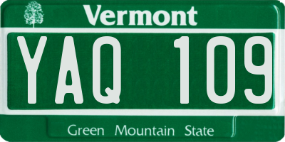 VT license plate YAQ109