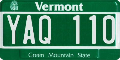 VT license plate YAQ110