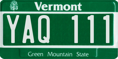 VT license plate YAQ111