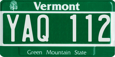 VT license plate YAQ112