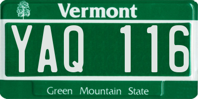 VT license plate YAQ116