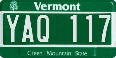 VT license plate YAQ117