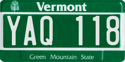 VT license plate YAQ118
