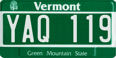 VT license plate YAQ119