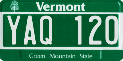 VT license plate YAQ120