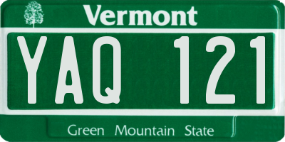VT license plate YAQ121