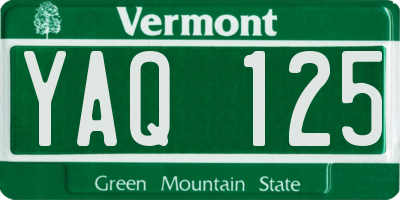 VT license plate YAQ125