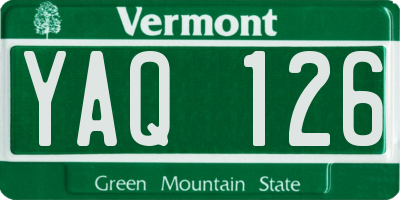 VT license plate YAQ126