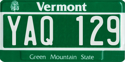 VT license plate YAQ129