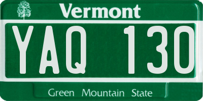 VT license plate YAQ130