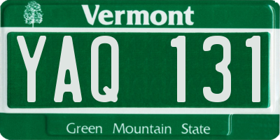 VT license plate YAQ131
