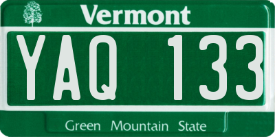 VT license plate YAQ133